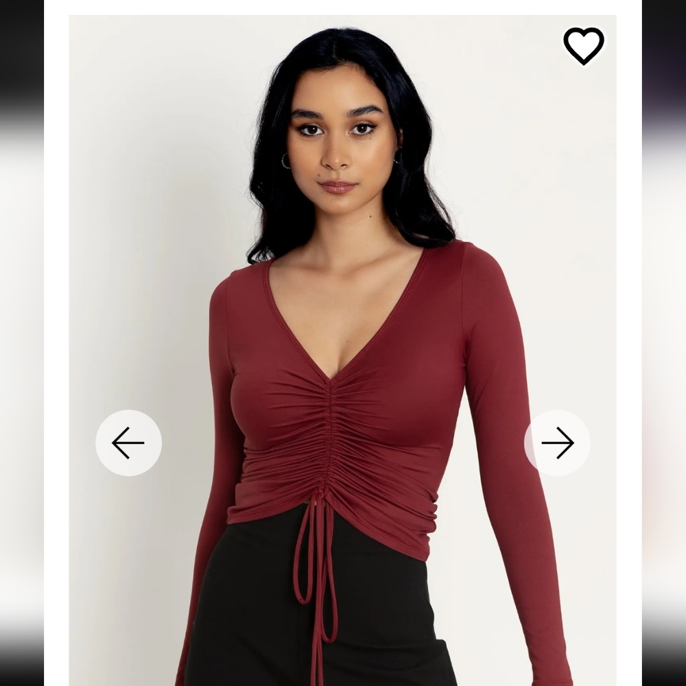 BlackMilk Matte Cranberry Strung Up Long Sleeve Top